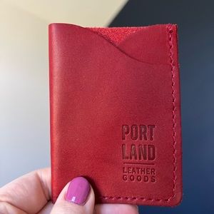 Portland Leather Minimalist Wallet Red Cranberry New Mystery Box Unicorn